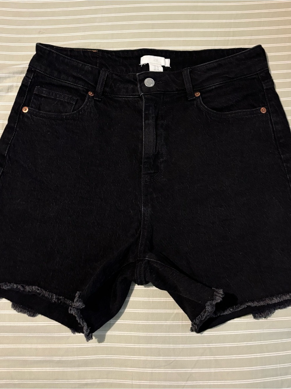 H&M Black High-Rise Cutoff Denim Shorts